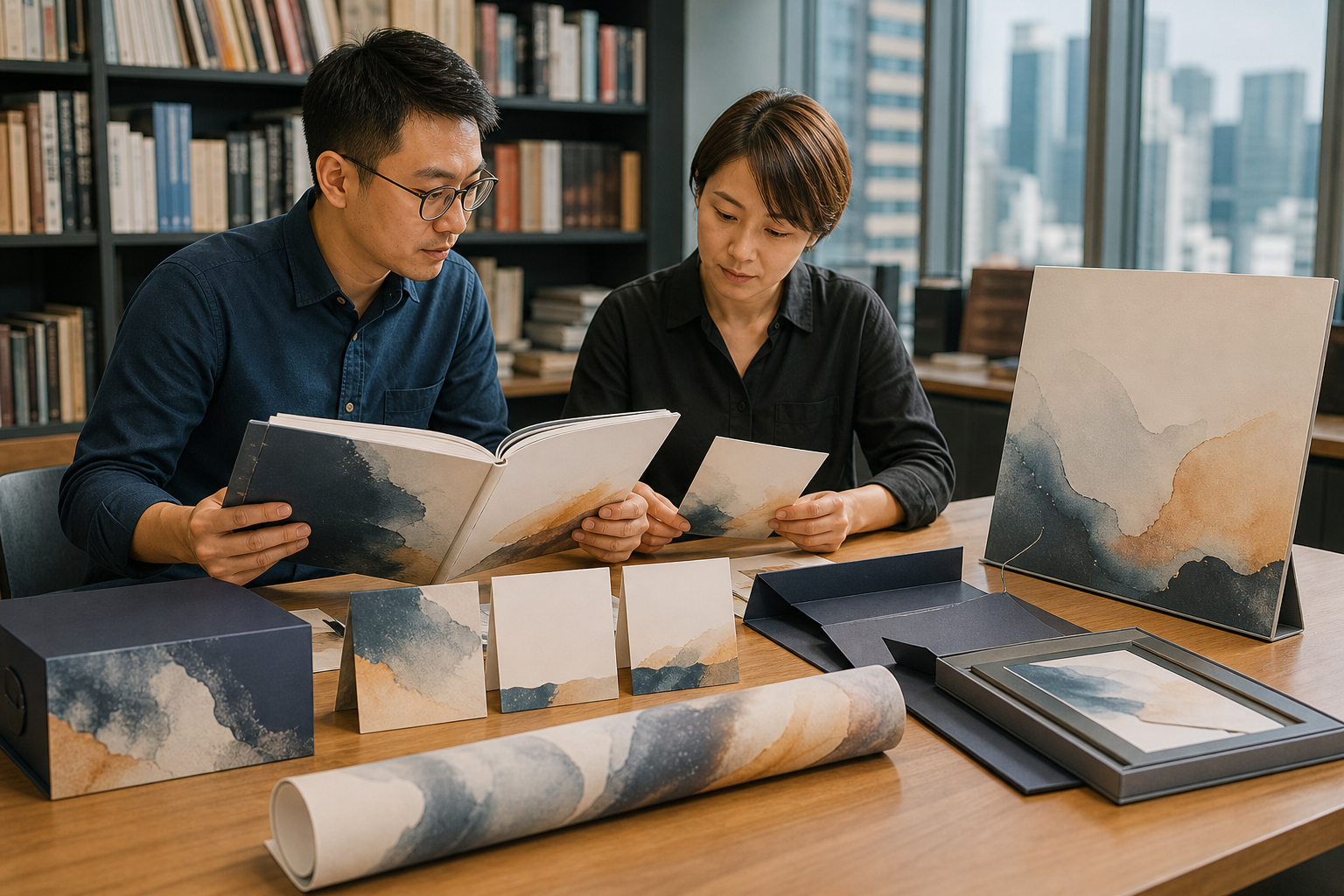 香港出版人核對有完整書籍視覺的樣書、書卡、海報、展示牌與媒體資料包