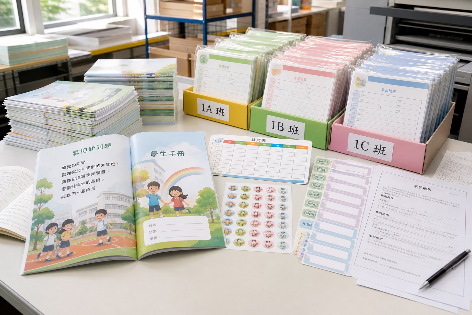 香港開學迎新包、學生手冊、家長回條與班別套裝印刷整理